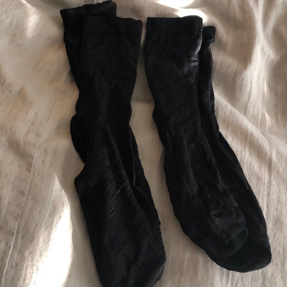 NY&Co 2 pair set of black patterned trouser socks